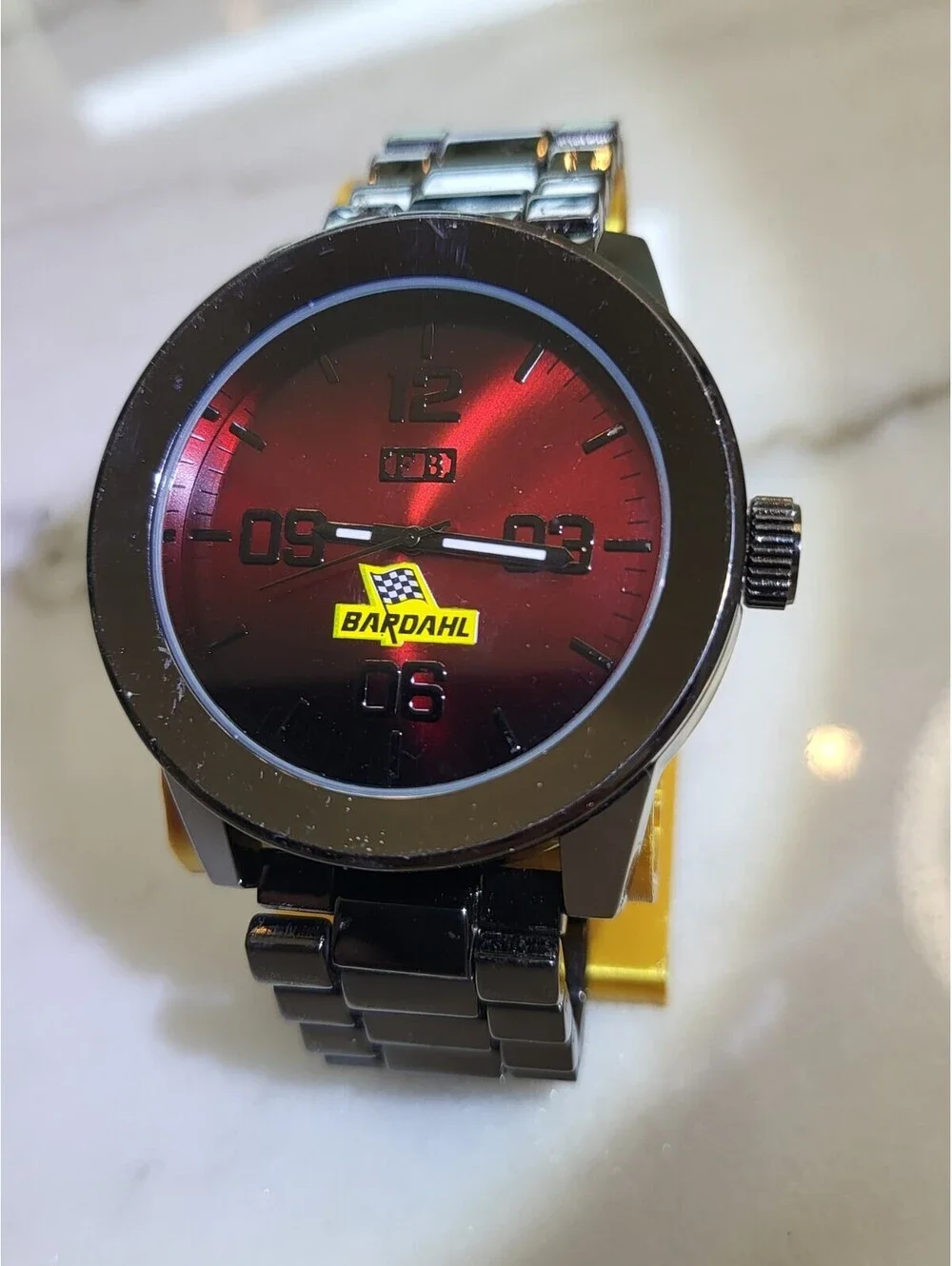 Men's Quartz Watch Working New Battery Automobilia 48mm Bardahl Oil Works EUC